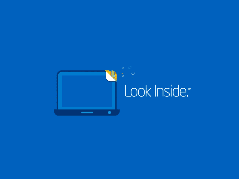 Intel Look Inside animation by Nicolas Girard. A clever use of motion with elements of the brand to transition to the logo of Intel.